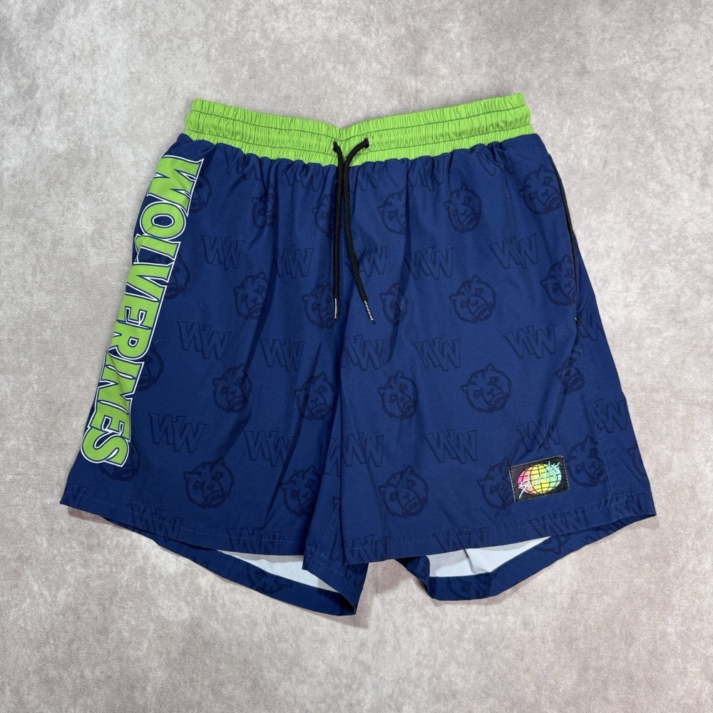 Slunks Shorts Mens M Wolverines Blue Green Lined Swim Trunks Volleyball Beach